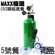 。。青島水族。。台灣MAXX極限-CO2鋼瓶套餐 雙錶電磁閥 計泡器 細化器 止逆閥 風管==側路式5號餐5L