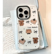 Cute Bowknot Animal iPhone Case 🎀 | Korean Aesthetic Soft TPU Shockproof Cover | Trendy Girl Style f