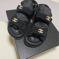 Chanel 香奈兒經典款魔術貼涼鞋38.5碼