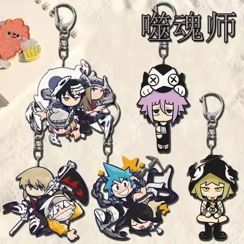5pcs Anime Soul Eater Death the Kid Acrylic Keychain 20th Anniversary Goth Y2K Backpack Pendant Deco