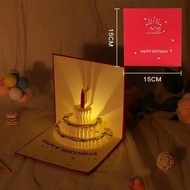 [toko snack jkt] 【Bisa COD】Kartu Ucapan Pop Up 3D Happy Birthday Card /Ada Lampu Dan Musik / Tulisan