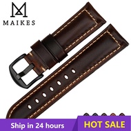 MAIKES Watch Accessories Watchbands 18Mm - 26Mm Brown Vintage Oil Wax Leather Watch Band For Gear S3 Fossil Watch Strap