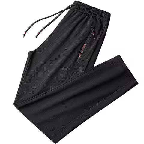 Summer Breathable Mesh Black Sweatpants Men Joggers Sportswear Baggy Trousers Male Casual Track Pant