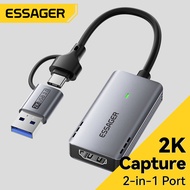 Essager USB การ์ดบันทึกวิดีโอ3.0 HDMI 4K/60Hz อินพุต2K/30Hz สามารถเก็บรวบรวมข้อมูลได้กับ1080P/60Hz อ