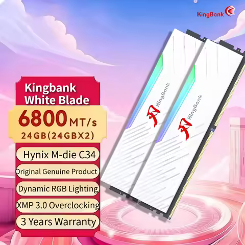 KingBank Origina DDR5 RGB RAM 24GBX2 6800MHz Hynix Chip M-die CL34 High Performance for Desktop PC M