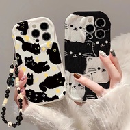 Cute Black Cat Shell For OPPO Reno 14 13 12 11 Pro 14F 13F 12F 11F 5G 8T 7Z 8Z 8 Cellphone Case With