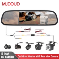 จอภาพกระจกมองหลังรถยนต์ mjdoud พร้อมกล้องสำหรับจอดรถกระจกมองหลังหน้าจอ5นิ้วสำหรับกล้องถอยหลัง HD