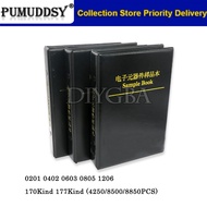 170values 4250PCS 8500pcs 0201 0402 0603 0805 1206 SMD resistor 1% 0R~10M diygba Sample Book Resisto
