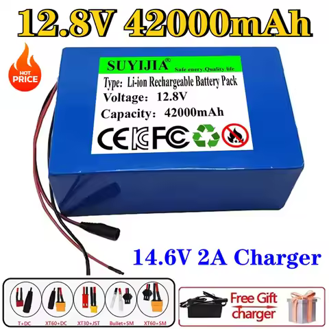 12.8V 42000Ah LifePo4 Battery Pack 32700 4S6P 42AH Built-in 40A Balanced BMS Backup Battery 12V Powe