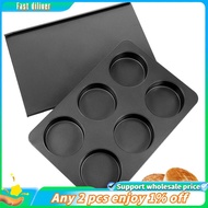 In stock-Straight Side Jumbo 6-Cup English Muffin Cupcake Pan with Lid Nonstick Baking Tin Tray Mold