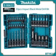 Makita บิตสกรูเจาะโลหะสีดำแบบ E-06622 33ชิ้น