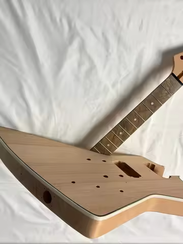 DIY Explorer Style Electric Guitar Kits 22Fret Mahogany Body HH Pickups Wrapped With Color Shells