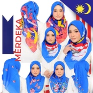 Independence Day Premium Headscarf, Size 45, August 31st Malaysian Independence Day Square Headscarf