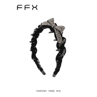 FFX FFX [Floating Butterfly Shadow] Black Bow Full Diamond Headband Female High Skull Hair Accessori