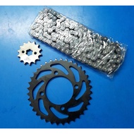 Demak MV110 / DV110 / EVOZ 110 / EVO ZR / DVS 110 - Chain 428 + Sprocket Set ( Depan dan Belakang)