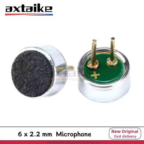 10PCS 6*2.2mm Mic 6022 Electret Microphone Condenser Usd To 52DB MP3 The Recording Head 6×2.2mm 0.5m