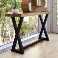美式工業風復古實木鐵藝玄關桌餐邊桌廚房中式條幾案臺邊桌窄桌子