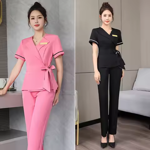 Women on Hotel Foot Bath Technician S-3XL Beautician Uniforms Women Fashion Skin Management Ear Pick