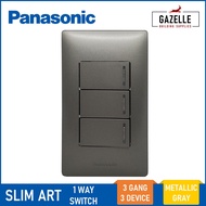 Panasonic Slim Art 1 Way Switch - 3 Gang 3 Device (Snow White / Metallic Gray / Metallic Black)