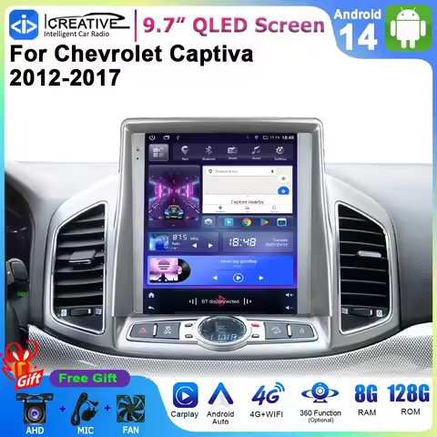 9.7" Vertical Screen Android 14 Car Multimedia Player For Chevrolet Captiva I 1 2006 - 2011 Tesla St