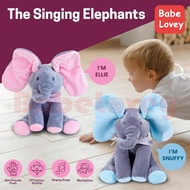 Music Elephant Toy, Singing Elephant Gajah menyanyi dengan telinga bergerak mainan mewah elektrik ha