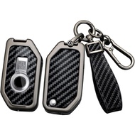 ontto Carbon Fiber Key Fob Case Fit for BMW Motorcycle Key Fob,Solid Car Key Cover with Keychain for