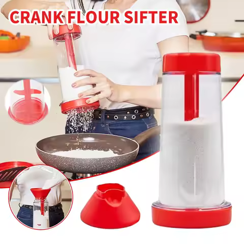 Rotating Flour Sieve Cup Hand-Held Semi-Automatic Flour Mixer Household Baking Tools Plastic Flour S
