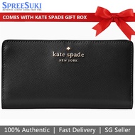 Kate Spade Wallet In Gift Box Large Slim Bifold Wallet Black # WLR00145