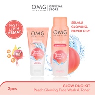 OMG Oh My Glow Duo (Peach Glowing Face Wash &amp; Toner) - Toner Multifungsi dan Sabun Cuci Muka Untuk Wajah Lebih Cerah &amp; Glowing