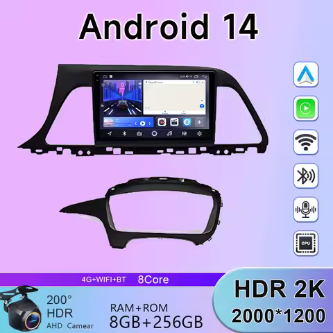 Head Unit Screen BT For Hyundai Sonata 7 LF 2014 - 2017 Android 13 Car Radio Multimedia Player Navig