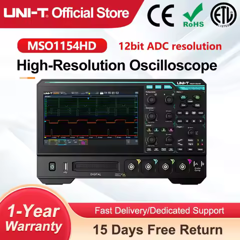 UNI-T 4 Channels Digital Oscilloscope MSO1154HD 150MHz/250MHz 2.5GSa/s Osciloscopio 12-bit ADC Sampe