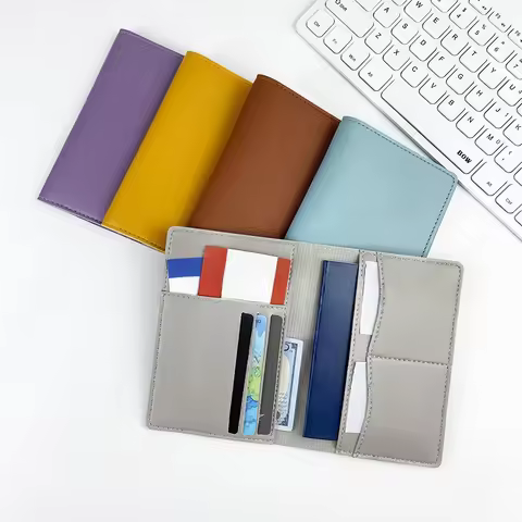 Travel PU Leather Passport Cover with Multiple Card Slots Business Ticket Holder - Durable Passport 