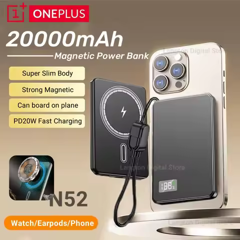 Oneplus 20000mAh Super Thin Portable Magnetic Wireless Powerbank 22.5W FastCharge External Battery f