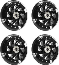 4PCS Scooter Silent Luminous Crystal Wheels Black Hub with Bearings Flashing 3 Colors Replacement Wheels for Scooter 100x100mm