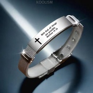 KOOLISM Inspirational Quotes Braclets, Adjustable Silver Family Friendship Bracelet, Simple Bible Ve