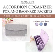 Handmade Accordion Organizer Platinum with Metallic Red Packet Ang bao Pouch Wallet for CNY