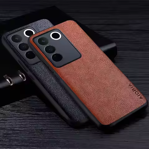 Leather Case For Vivo V27 Pro V27e V25e V23e Luxury Business Style Retro Litchi Pattern Back Cover f
