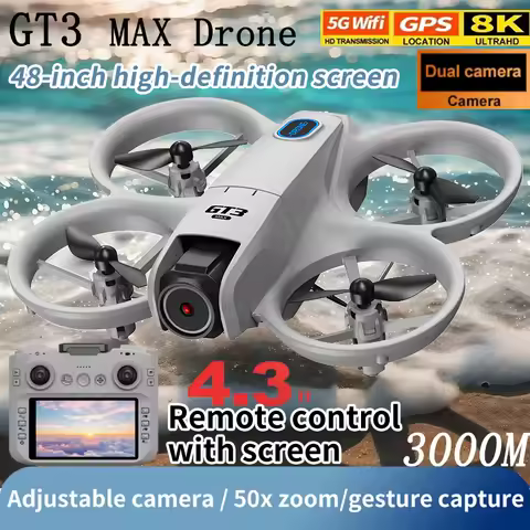 2025NEW Drones GT3 GPS 8K Professional HD 180° Dual Cameras 5G WIFI Brushless Motors Obstacle Avoida