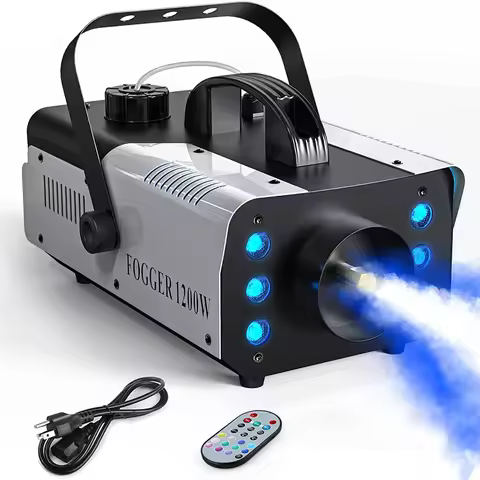 1200W Smoke Machine RGB 6LEDs Lighting Fog Machine Remote Control Stage Smoke Haze Generator for Dis