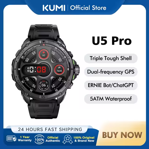 KUMI U5 Pro 1.43″ AMOLED Screen GPS Smart Watch Bluetooth Call Heart Rate Measurement Oximetry Outdo
