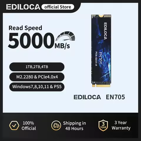 Ediloca EN705 SSD M.2 2280 1TB 2TB PCIe Gen4.0x4 5000MB/s Internal Solid State Drive PS5 Dynamic SLC