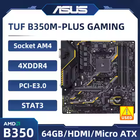 ASUS TUF B350M-PLUS GAMING Motherboard Socket AM4 AMD B350 DDR4 64GB support Ryzen 5600 PRO 3600 320
