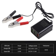 12-24v Qc3.0 Usb Charger Power Adapter With Clip 3 Port For Motorbike