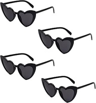 Epokus Heart Sunglasses, Vintage Heart-Shaped Glasses, Pack of 4 Heart-Shaped Party Sunglasses, 80s