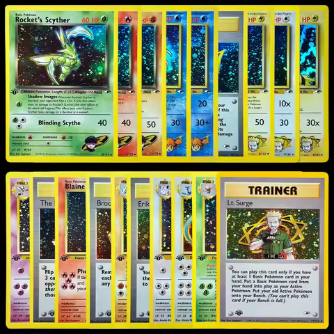 Pokemon Gym Heroes G1 PTCG Foil Proxy Game Cards Sabrina’s Gengar Rocket’s Scyther Blaine’s Moltres 