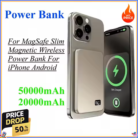 50000mAh 20000mAh Power Bank For MagSafe Slim Magnetic Wireless Power Bank External Portable Battery