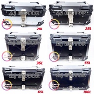 [ X LOGO ALUMINIUM TOP BOX WITH BASE MOTORCYCLE ] 28L 36L 45L 55L 65L 80L 100L BLACK SILVER ALLOY CA