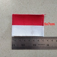 MERAH Red and white embroidered flag bet 5 x 7 cm