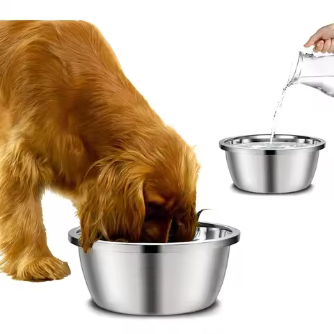 Stainless Steel Dog Feeders 20cm 24cm 28cm 30cm Round Water Food Bowl for Small Medium Large Dogs Pe