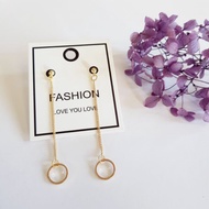 Ready Stock Korea Style Long Chain Circle Pendant  Earings Women Earring